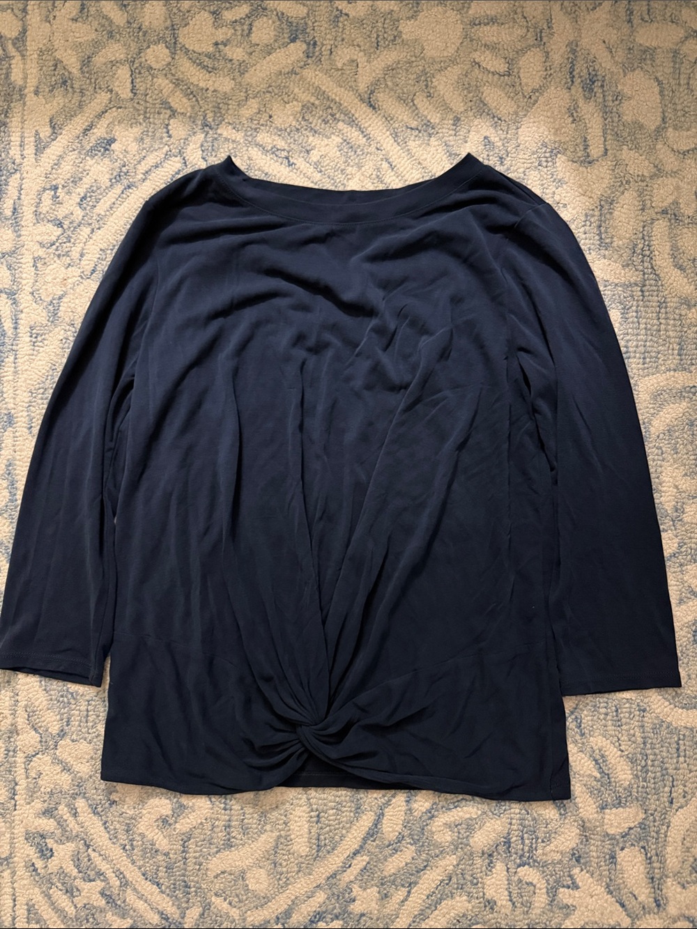 LOFT Navy Twist-Front Long Sleeve Tee